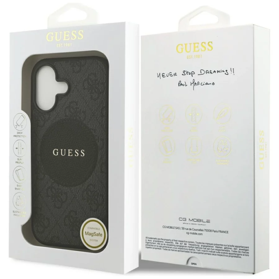 Etui Guess 4G Circle Classic Logo MagSafe na iPhone 17 - czarne