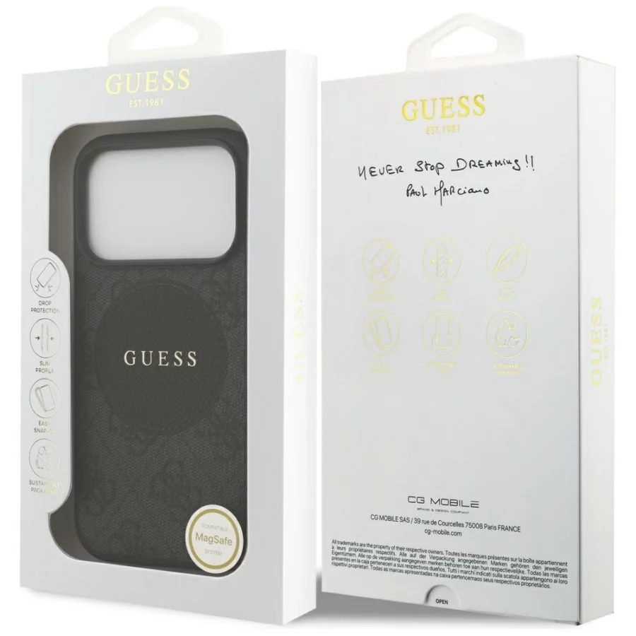 Etui Guess 4G Circle Classic Logo MagSafe na iPhone 17 Pro - czarne