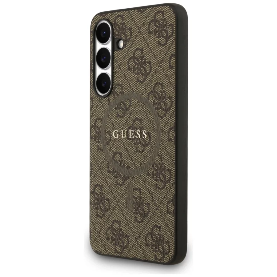 Etui Guess 4G Ring Classic Logo MagSafe na Samsung Galaxy S25 FE - brązowe