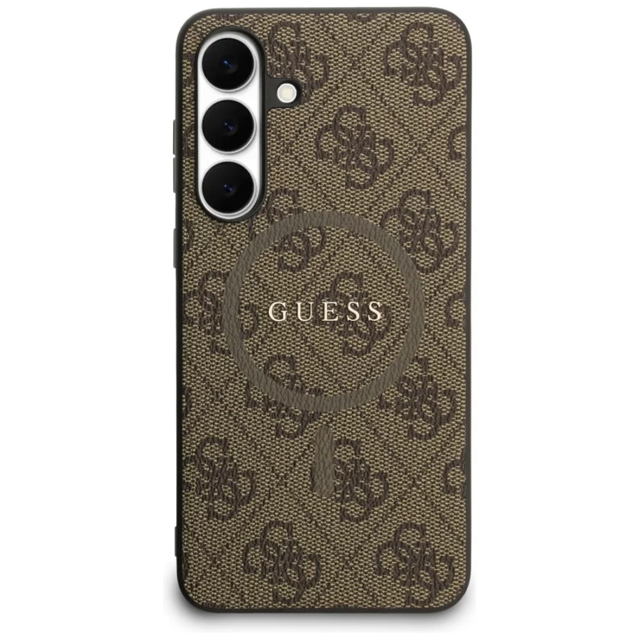Etui Guess 4G Ring Classic Logo MagSafe na Samsung Galaxy S25 FE - brązowe
