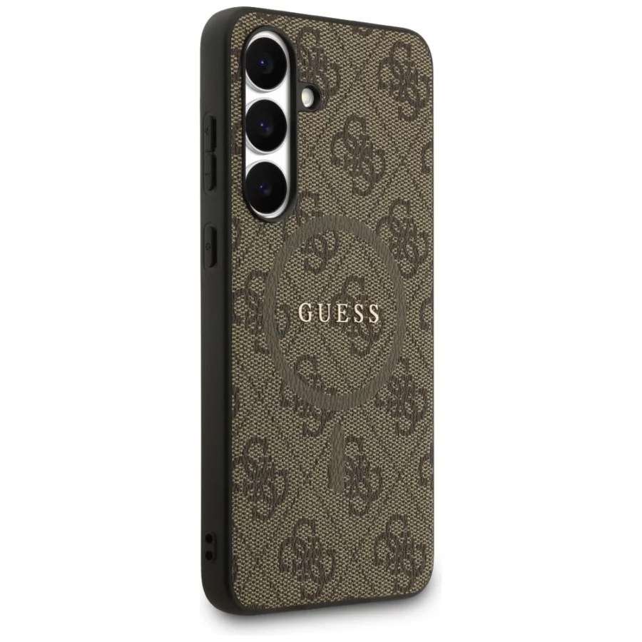 Etui Guess 4G Ring Classic Logo MagSafe na Samsung Galaxy S25 FE - brązowe
