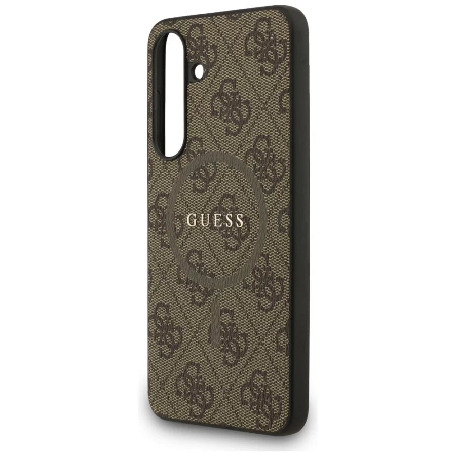 Etui Guess 4G Ring Classic Logo MagSafe na Samsung Galaxy S25 FE - brązowe