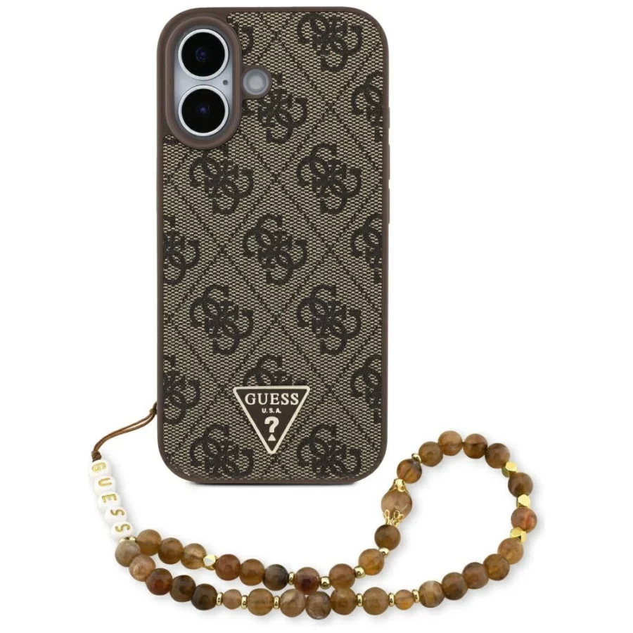 Etui Guess 4G Strap Triangle Logo MagSafe na iPhone 17 - brązowe