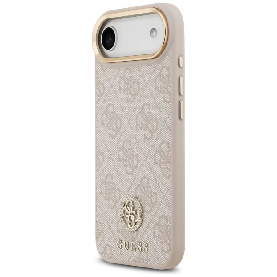 Etui Guess 4G Strass Logo & Big Strap Metal Buttons MagSafe na iPhone Air - różowe