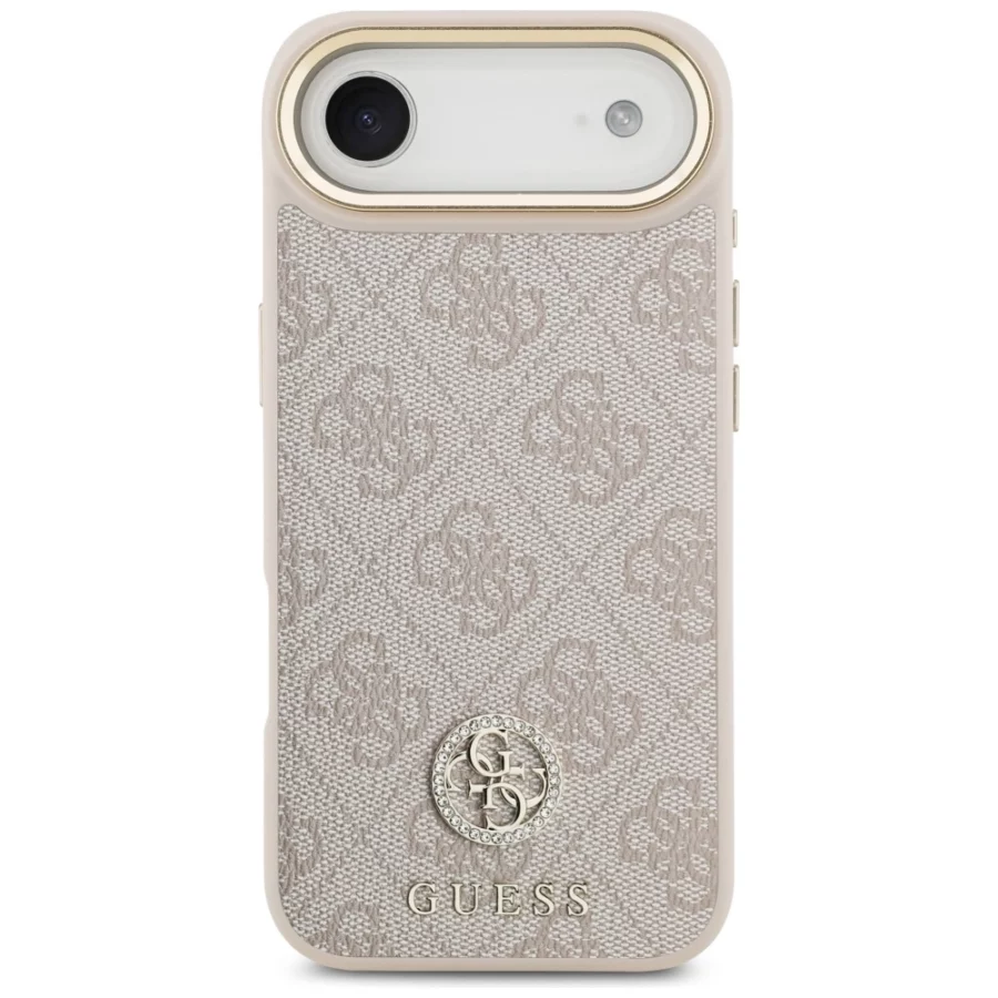 Etui Guess 4G Strass Logo & Big Strap Metal Buttons MagSafe na iPhone Air - różowe