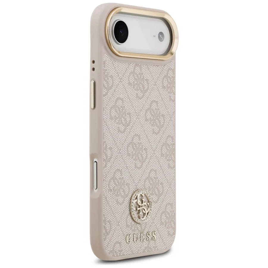 Etui Guess 4G Strass Logo & Big Strap Metal Buttons MagSafe na iPhone Air - różowe