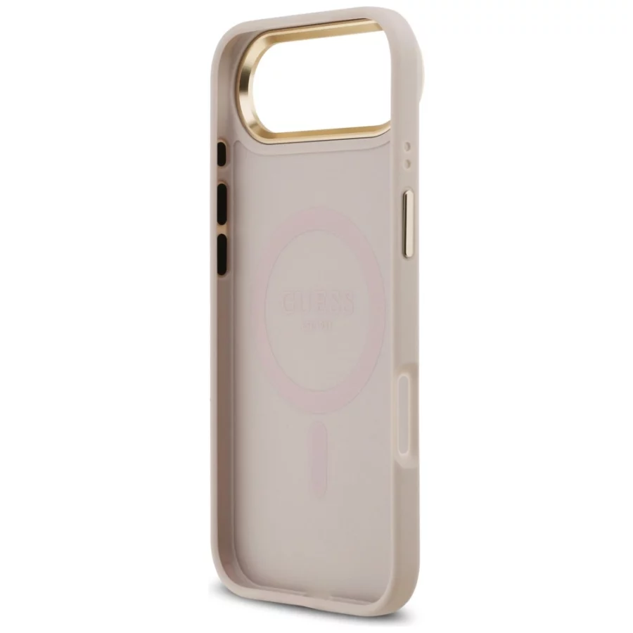 Etui Guess 4G Strass Logo & Big Strap Metal Buttons MagSafe na iPhone Air - różowe