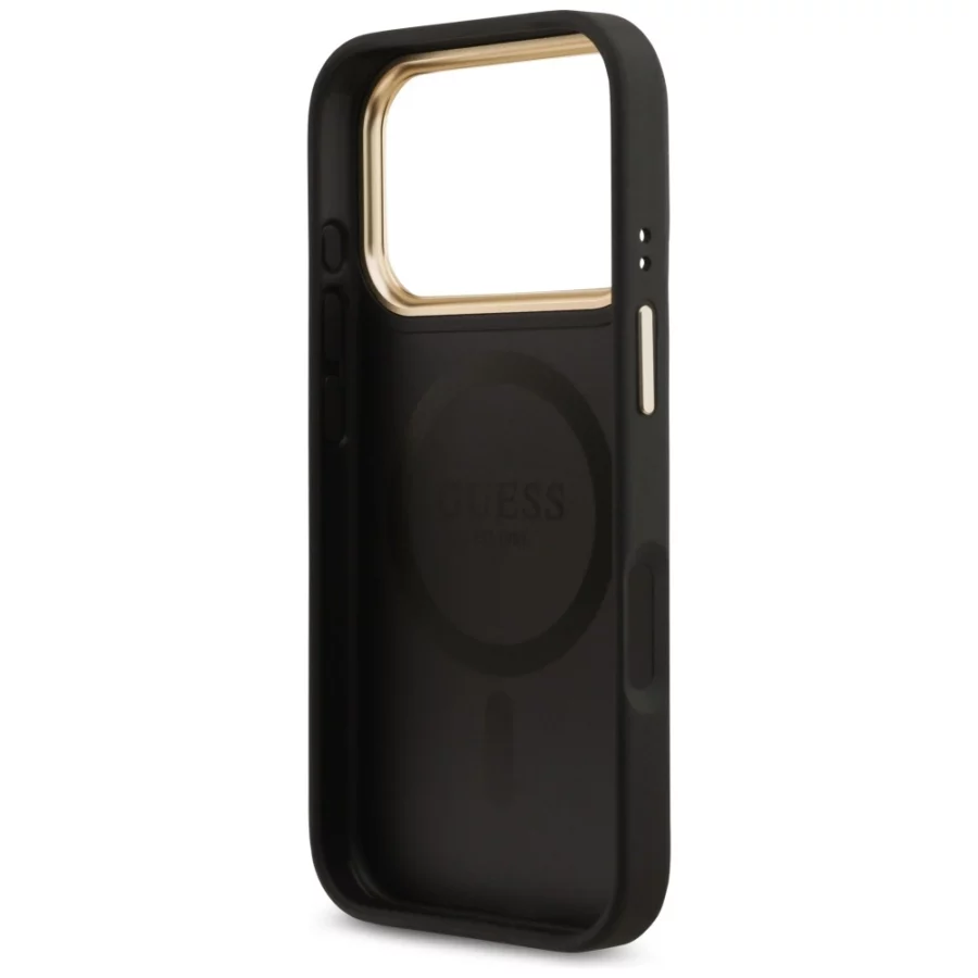 Etui Guess 4G Strass Logo MagSafe na iPhone 17 Pro - czarne