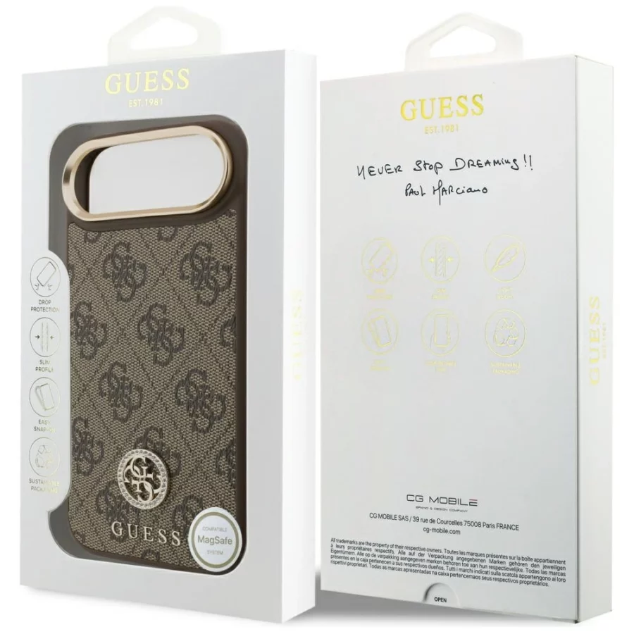 Etui Guess 4G Strass Logo MagSafe na iPhone Air - brązowe