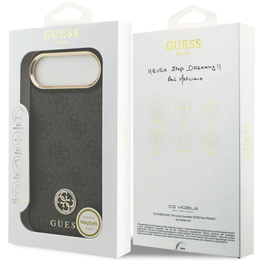Etui Guess 4G Strass Logo MagSafe na iPhone Air - czarne