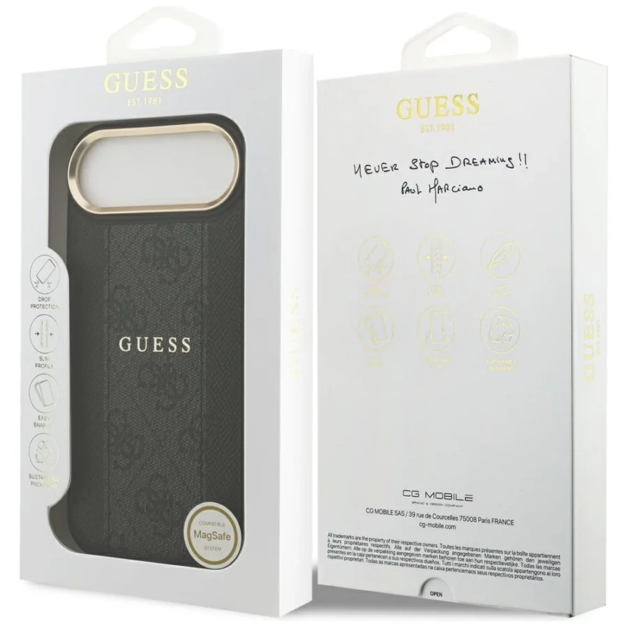 Etui Guess 4G Stripe MagSafe na iPhone Air - czarne