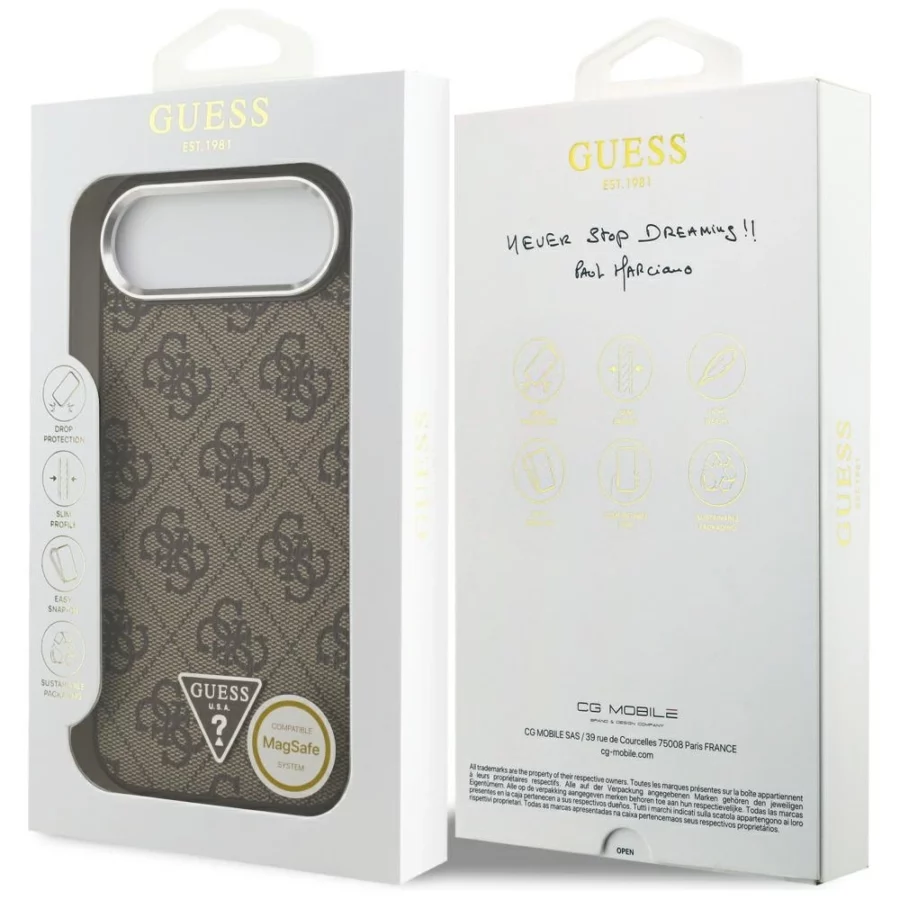 Etui Guess 4G Triangle Logo MagSafe na iPhone Air - brązowe