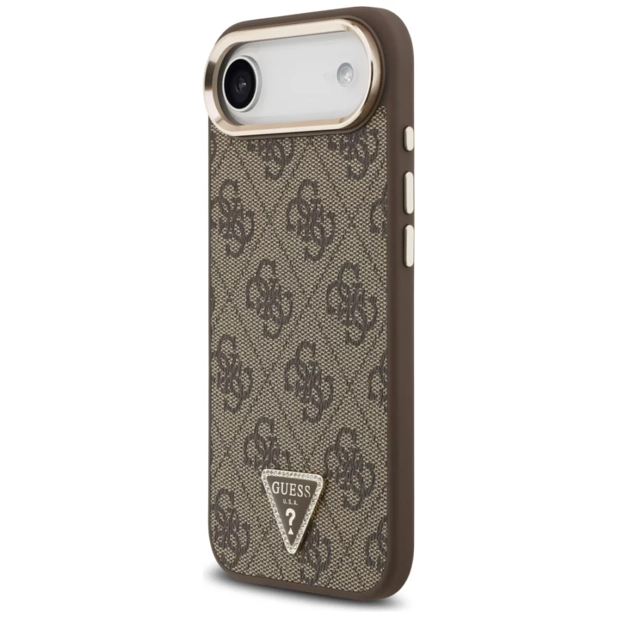 Etui Guess 4G Triangle Logo MagSafe na iPhone Air brązowy - złote