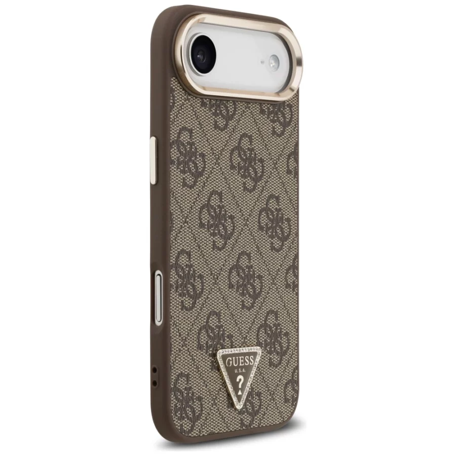 Etui Guess 4G Triangle Logo MagSafe na iPhone Air brązowy - złote