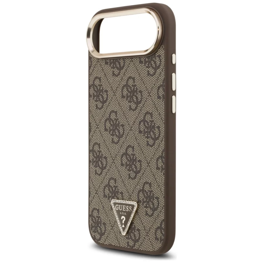 Etui Guess 4G Triangle Logo MagSafe na iPhone Air brązowy - złote