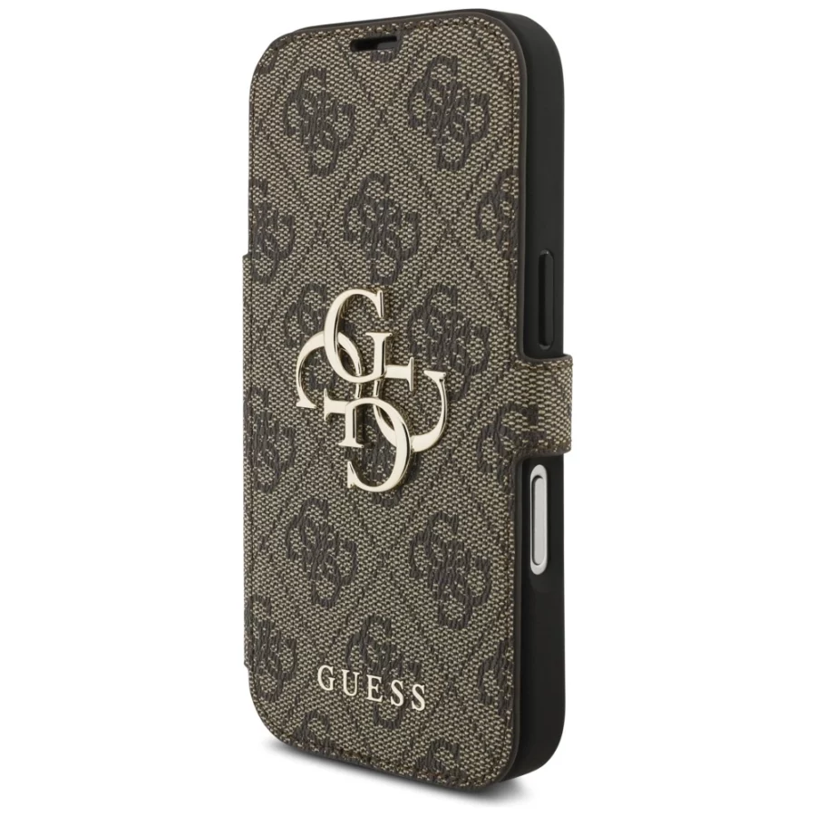 Etui Guess Book 4G Metal Logo na iPhone 17 Pro - brązowe