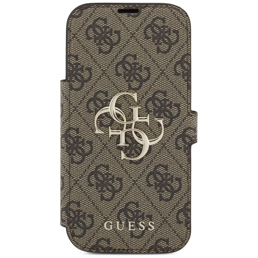 Etui Guess Book 4G Metal Logo na iPhone 17 Pro - brązowe