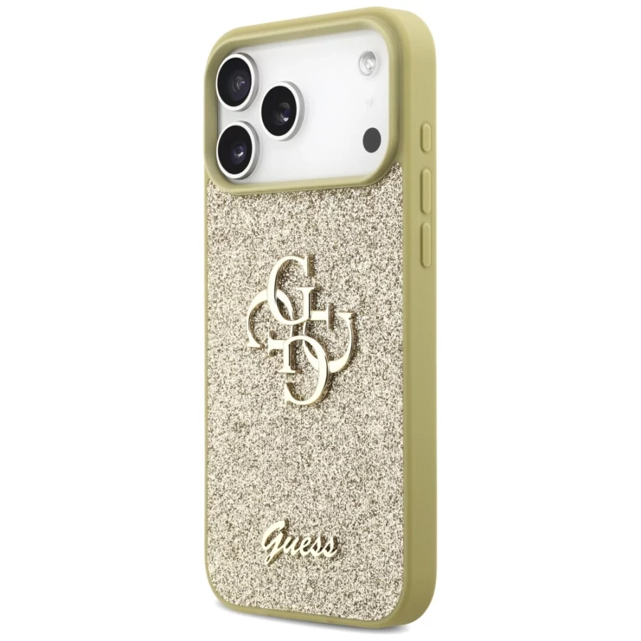 Etui Guess Fixed Glitter Big 4G na iPhone 17 Pro Max - złote