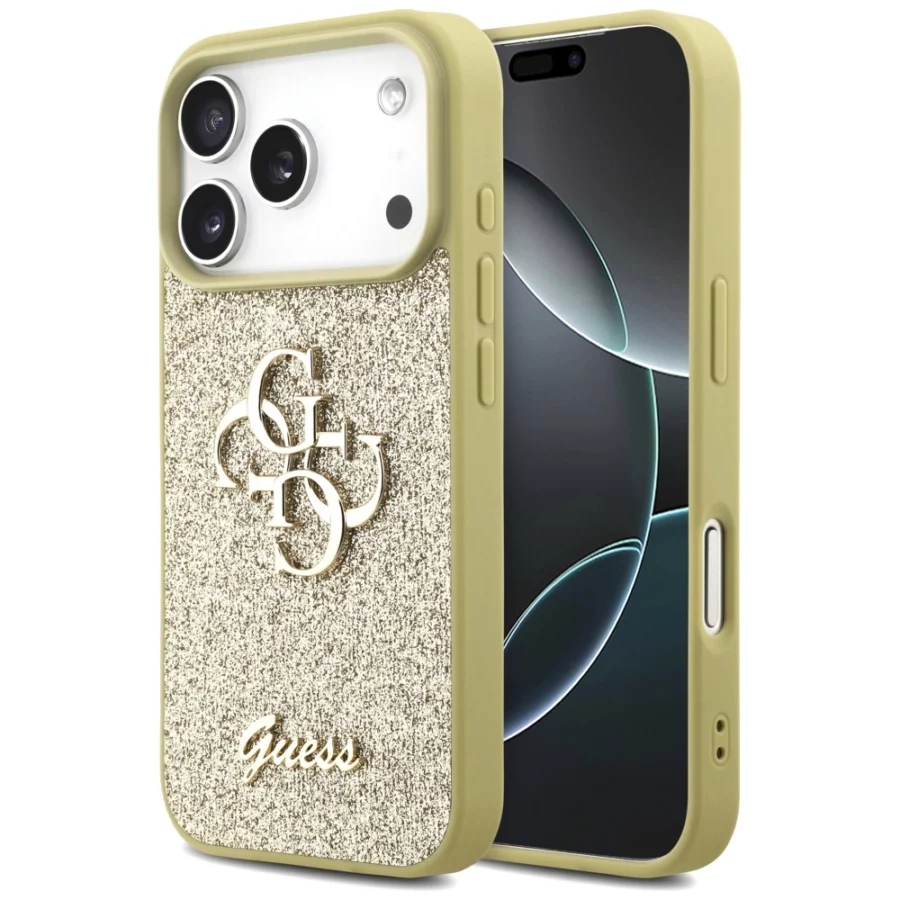 Etui Guess Fixed Glitter Big 4G na iPhone 17 Pro - złote