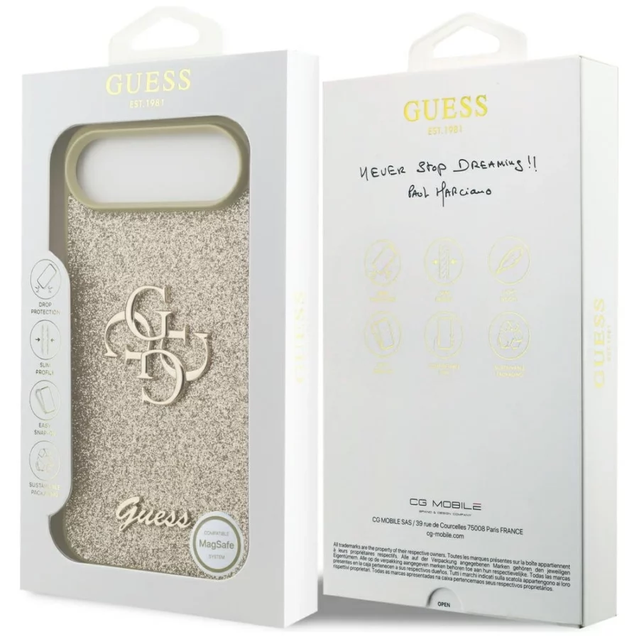Etui Guess Fixed Glitter Big 4G na iPhone Air - złote