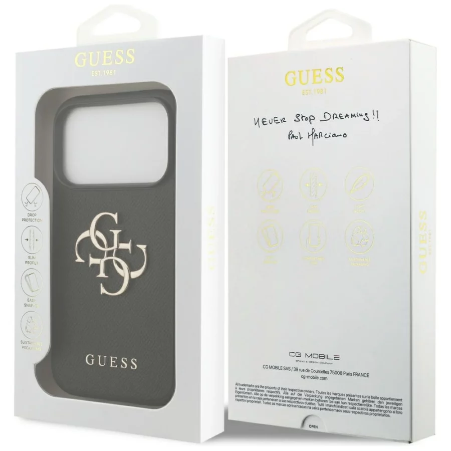 Etui Guess Grained Big 4G & Classic Logo na iPhone 17 Pro - czarne