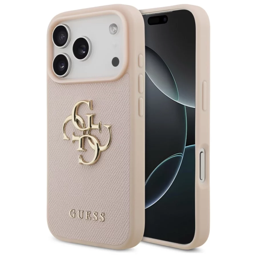 Etui Guess Grained Big 4G & Classic Logo na iPhone 17 Pro - różowe