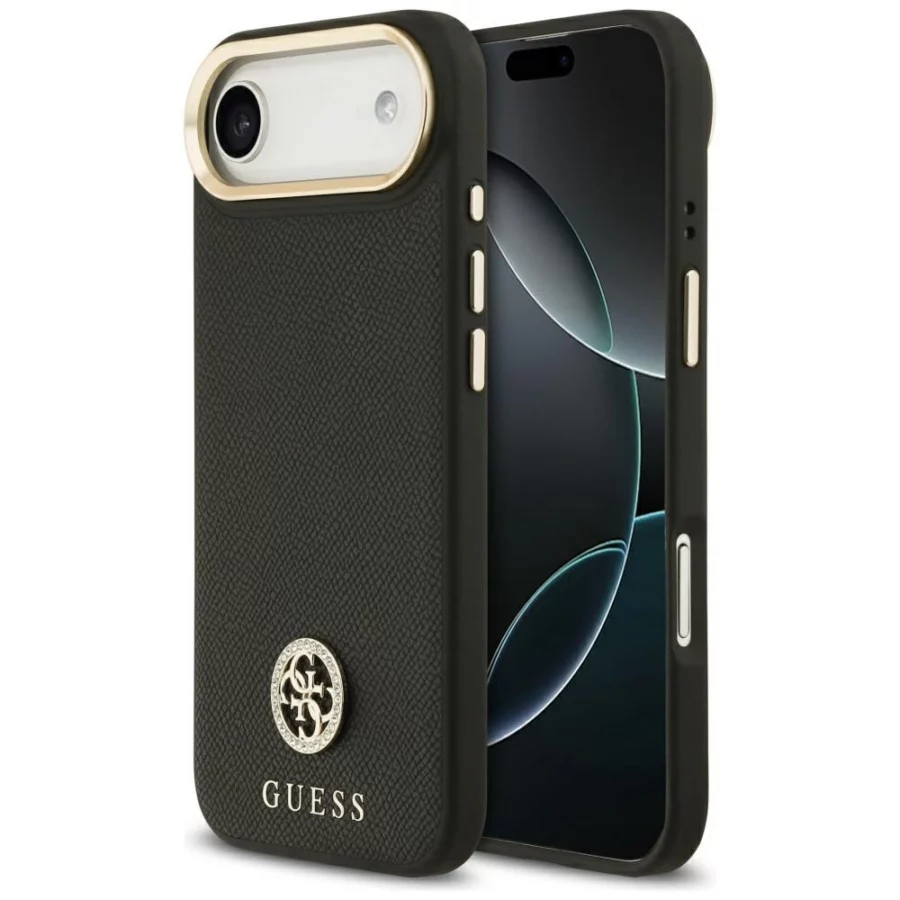 Etui Guess Grained Strass Logo MagSafe na iPhone Air - czarne