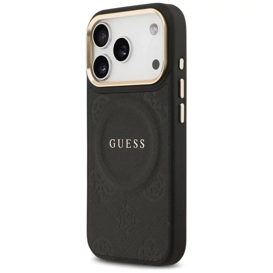 Etui Guess Peony Hot Stamp MagSafe na iPhone 17 Pro - czarne