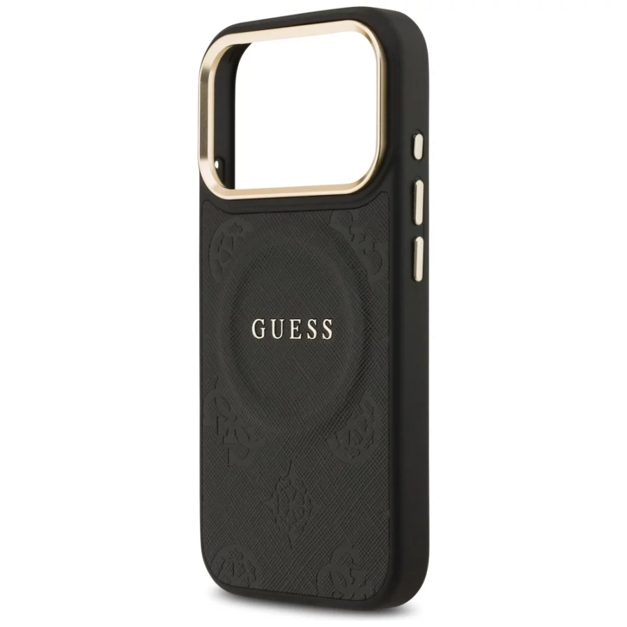 Etui Guess Peony Hot Stamp MagSafe na iPhone 17 Pro - czarne