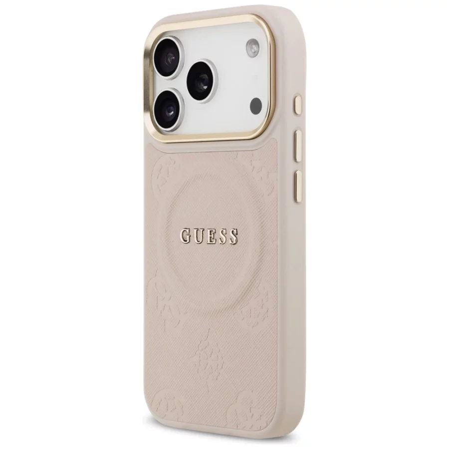 Etui Guess Peony Hot Stamp MagSafe na iPhone 17 Pro - różowe