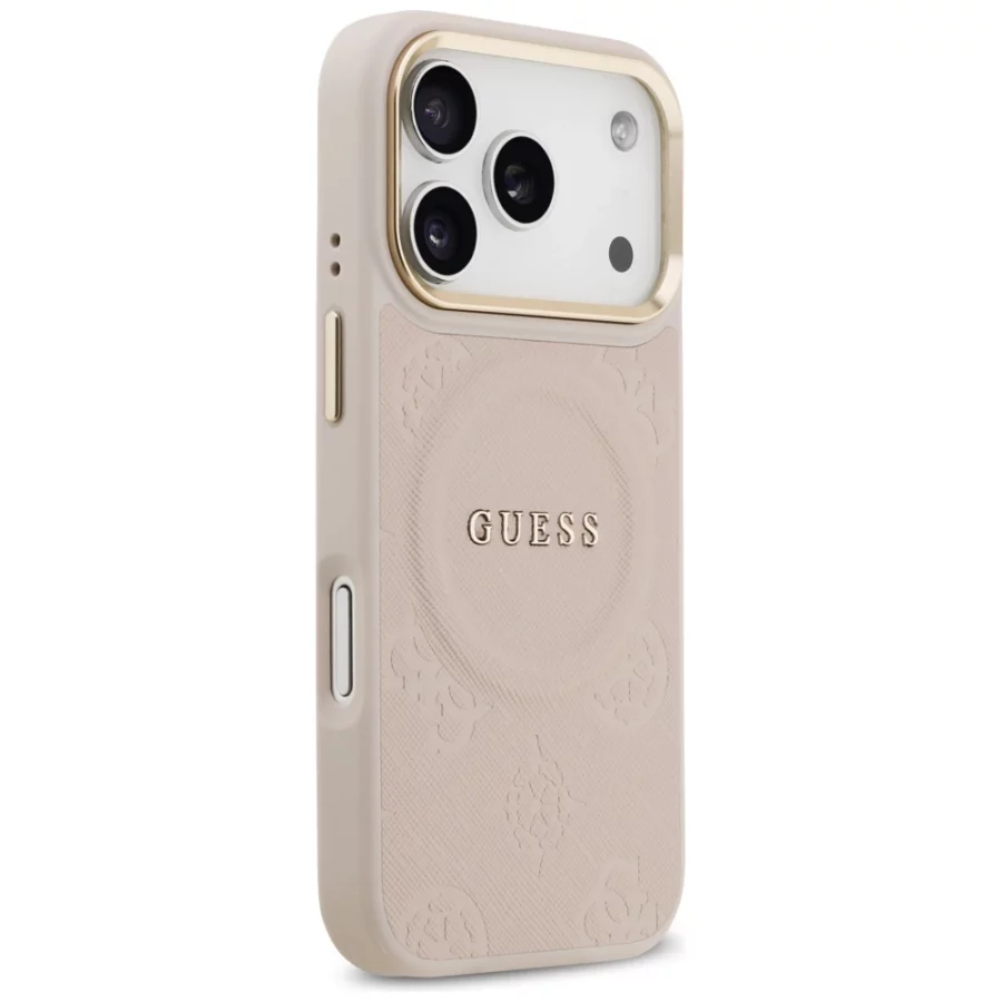 Etui Guess Peony Hot Stamp MagSafe na iPhone 17 Pro - różowe