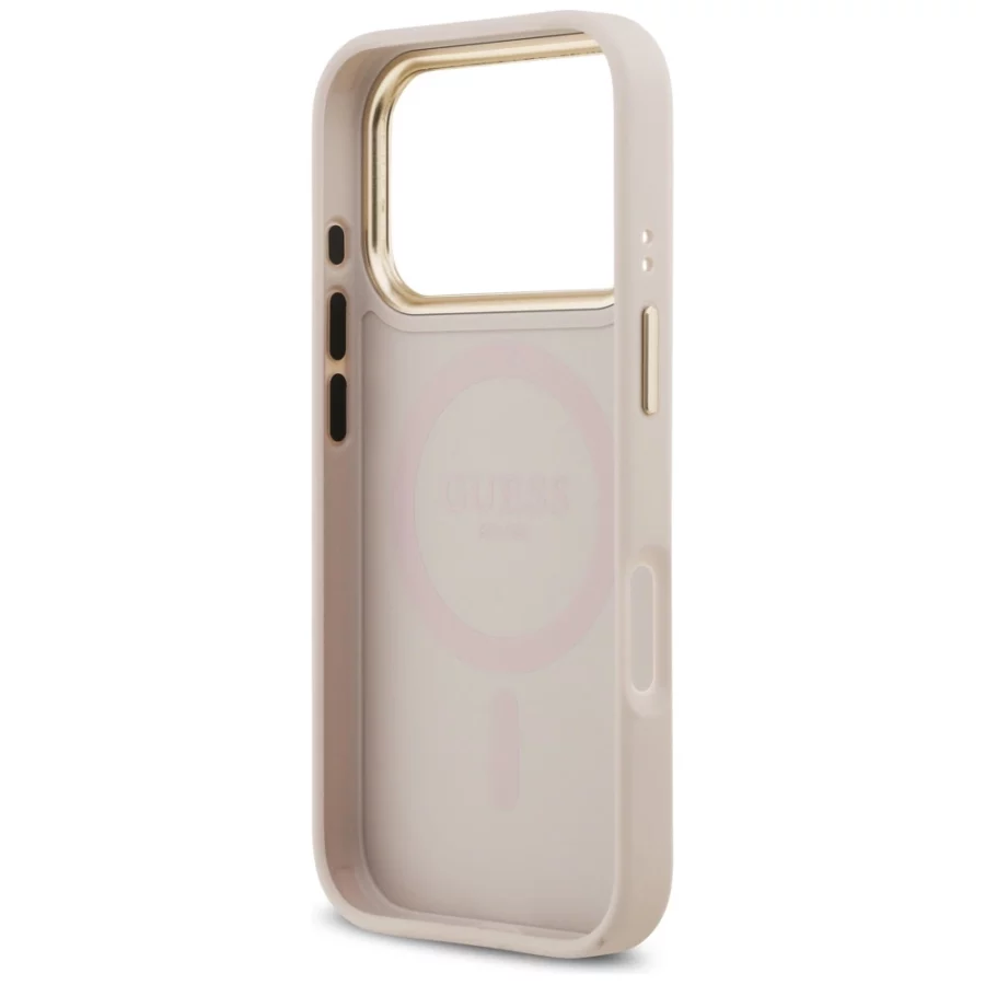 Etui Guess Peony Hot Stamp MagSafe na iPhone 17 Pro - różowe