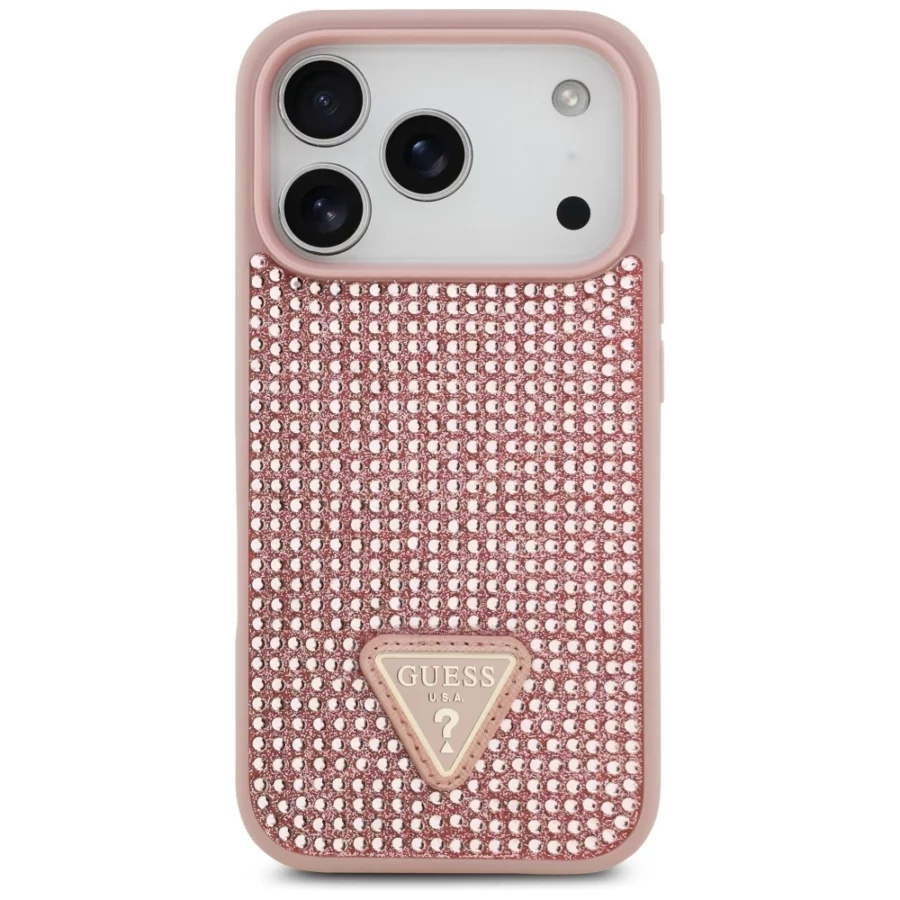 Etui Guess Rhinestone Triangle Logo na iPhone 17 Pro - różowe