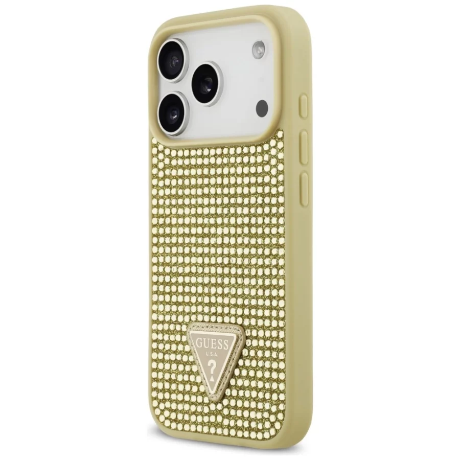 Etui Guess Rhinestone Triangle Logo na iPhone 17 Pro - złote