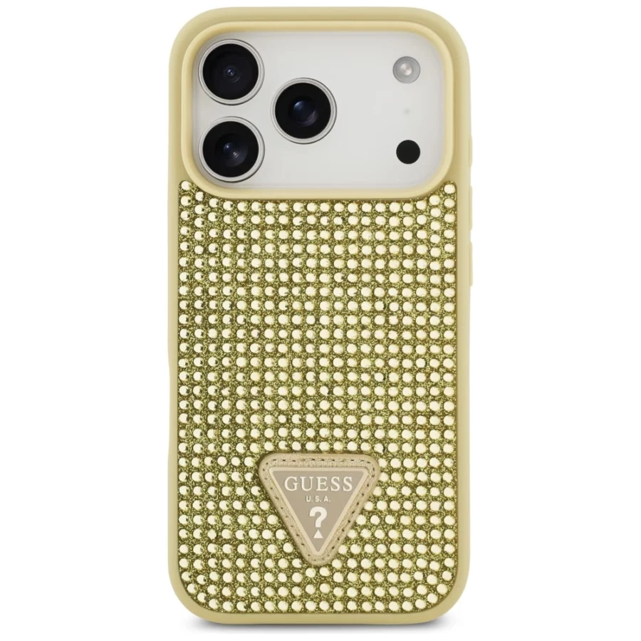 Etui Guess Rhinestone Triangle Logo na iPhone 17 Pro - złote