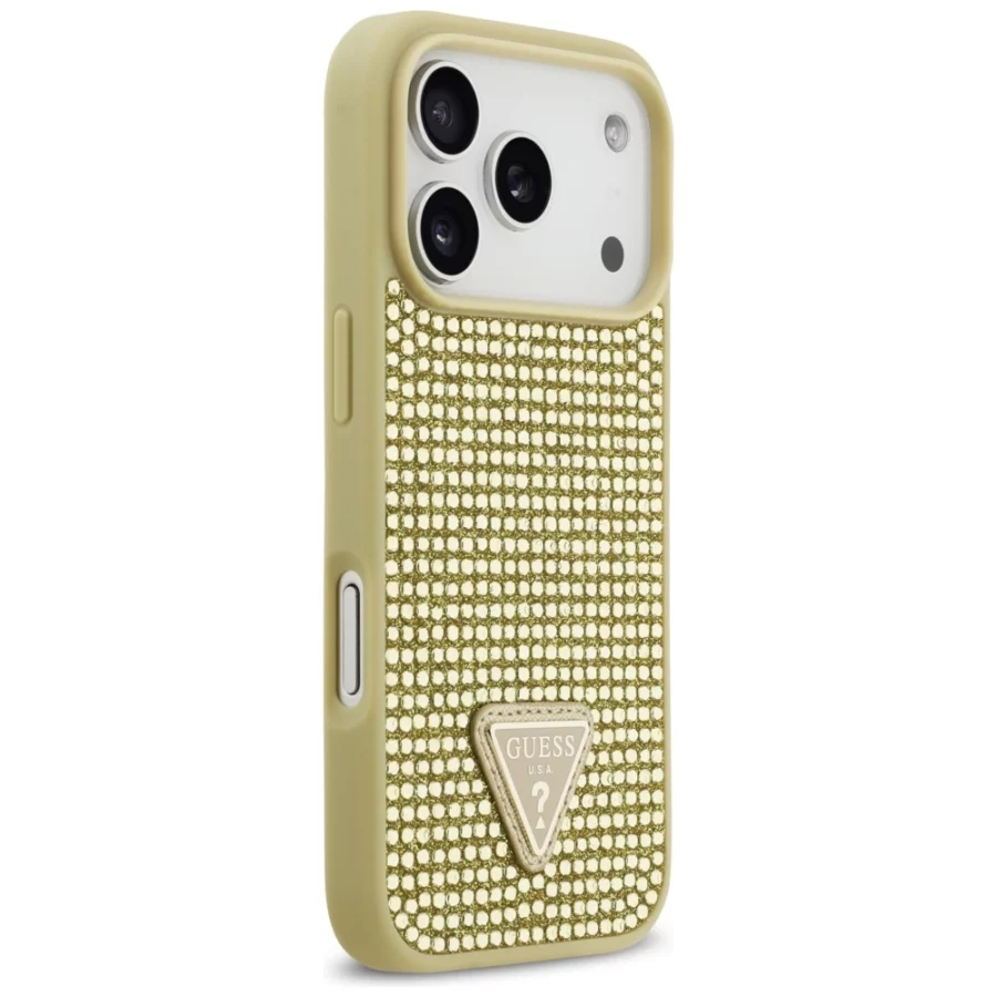 Etui Guess Rhinestone Triangle Logo na iPhone 17 Pro - złote