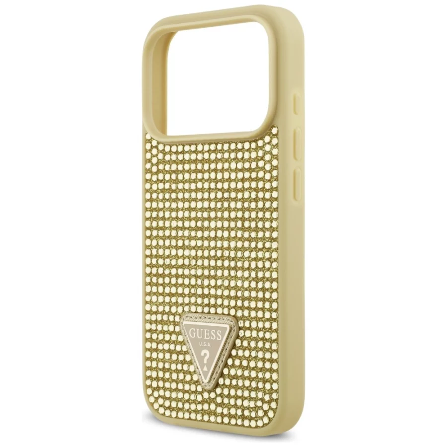 Etui Guess Rhinestone Triangle Logo na iPhone 17 Pro - złote