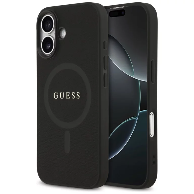 Etui Guess Saffiano Classic Logo MagSafe na iPhone 17 - czarne