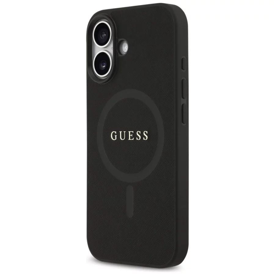 Etui Guess Saffiano Classic Logo MagSafe na iPhone 17 - czarne