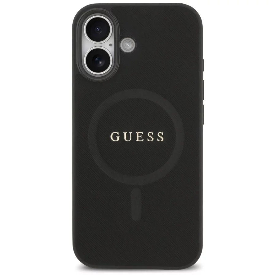 Etui Guess Saffiano Classic Logo MagSafe na iPhone 17 - czarne