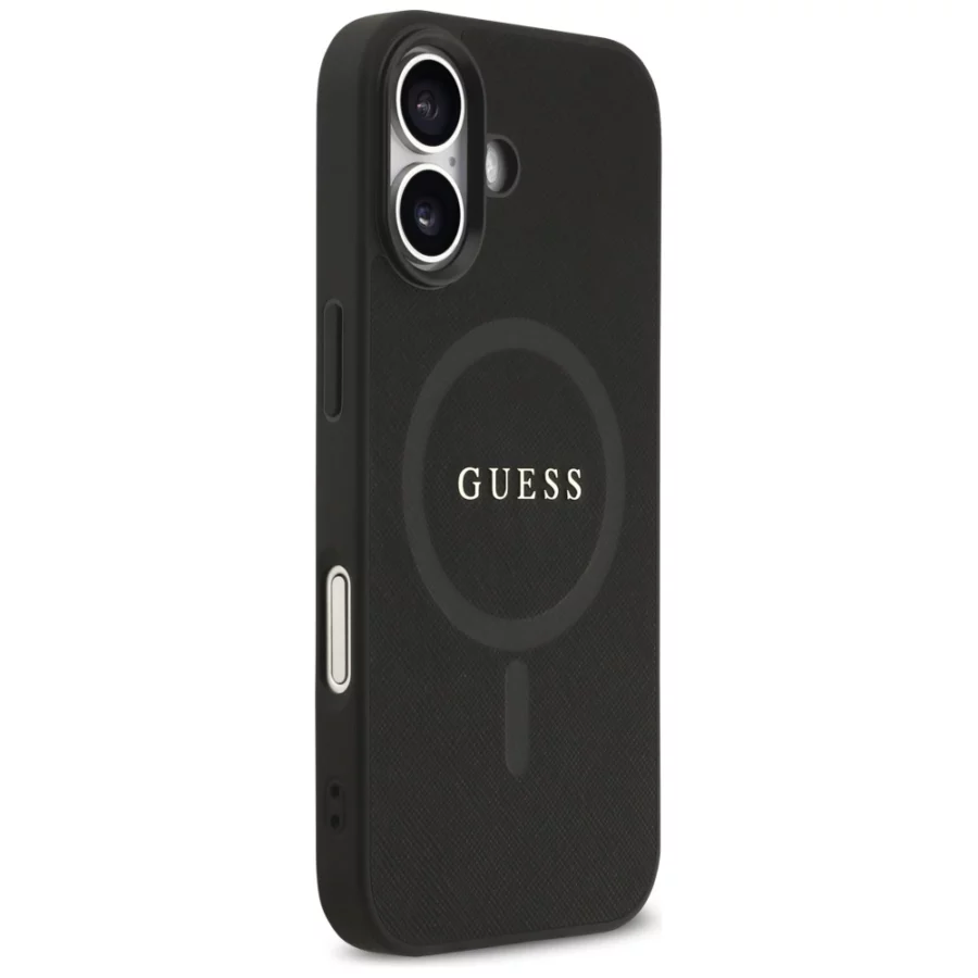 Etui Guess Saffiano Classic Logo MagSafe na iPhone 17 - czarne