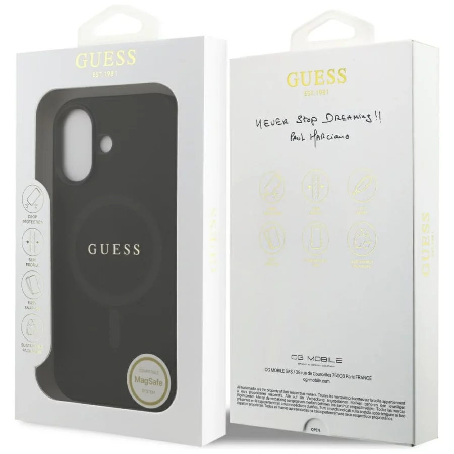 Etui Guess Saffiano Classic Logo MagSafe na iPhone 17 - czarne