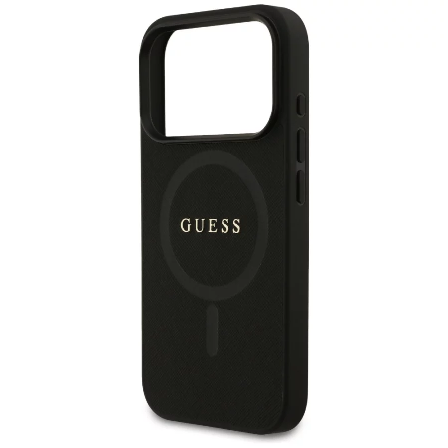 Etui Guess Saffiano Classic Logo MagSafe na iPhone 17 Pro - czarne