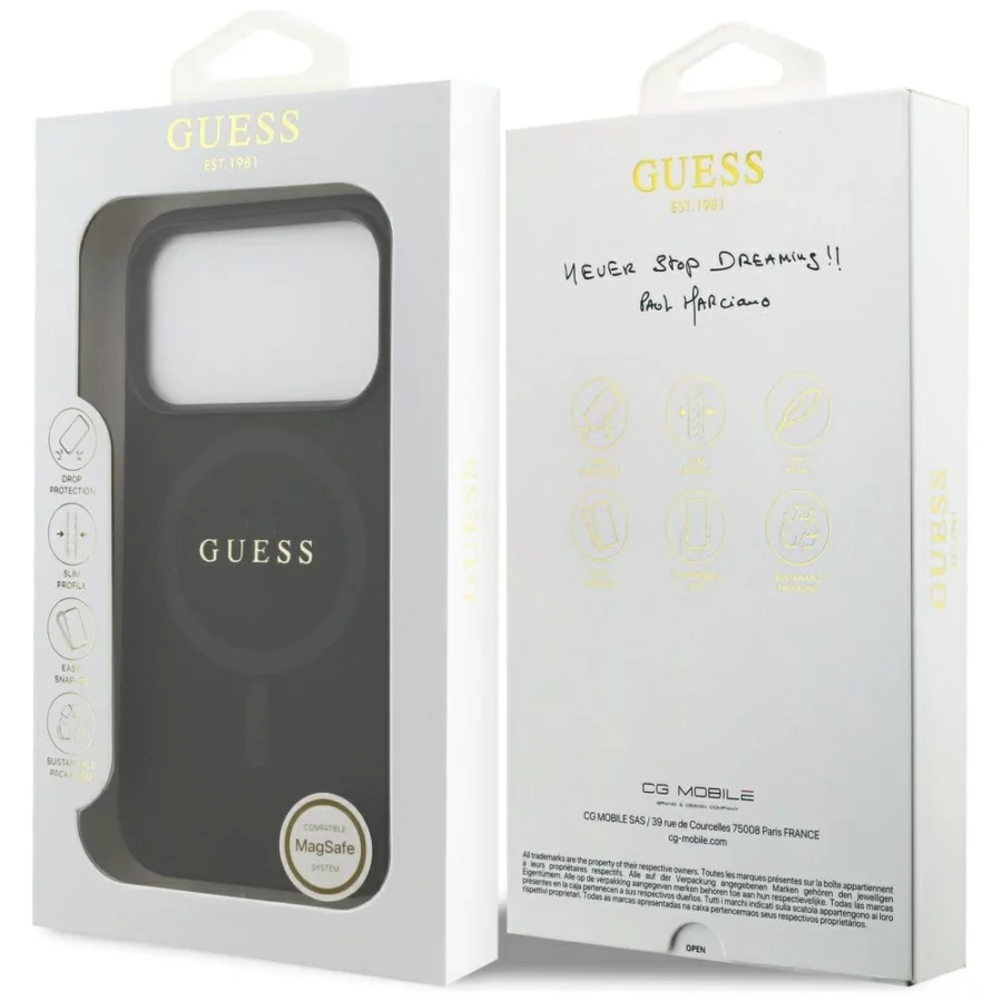 Etui Guess Saffiano Classic Logo MagSafe na iPhone 17 Pro - czarne