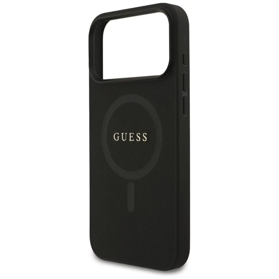 Etui Guess Saffiano Classic Logo MagSafe na iPhone 17 Pro Max - czarne