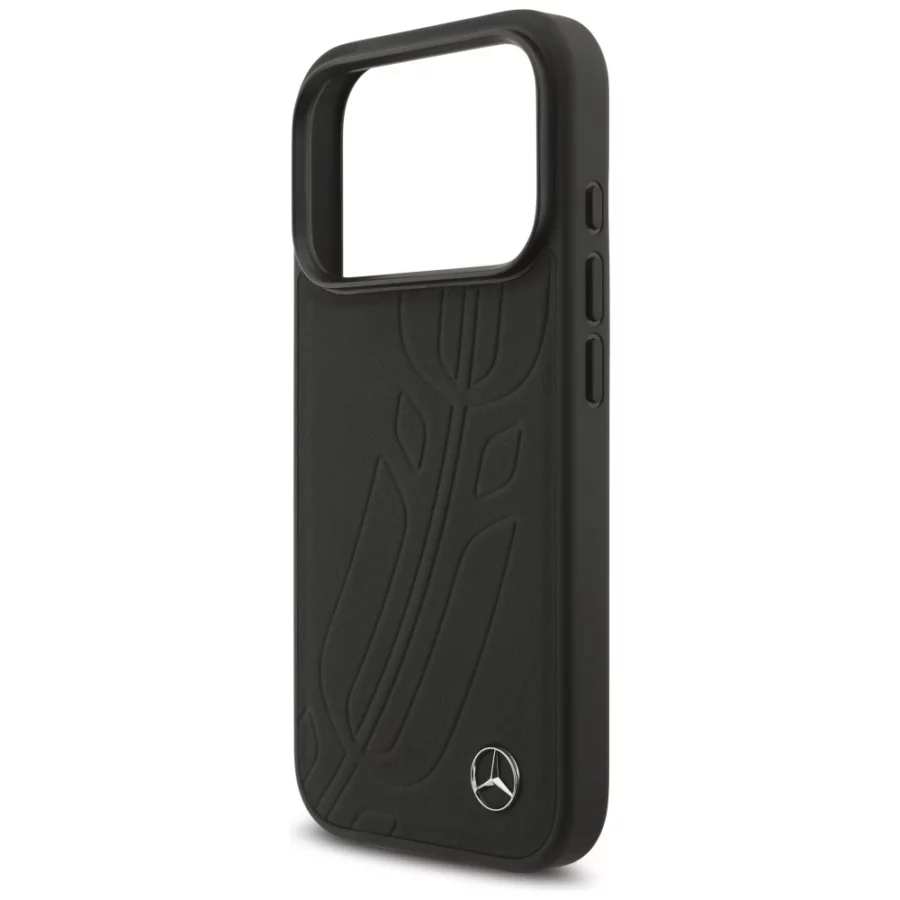 Etui Mercedes Leather Large Laurel Leave MagSafe na iPhone 17 Pro - czarne
