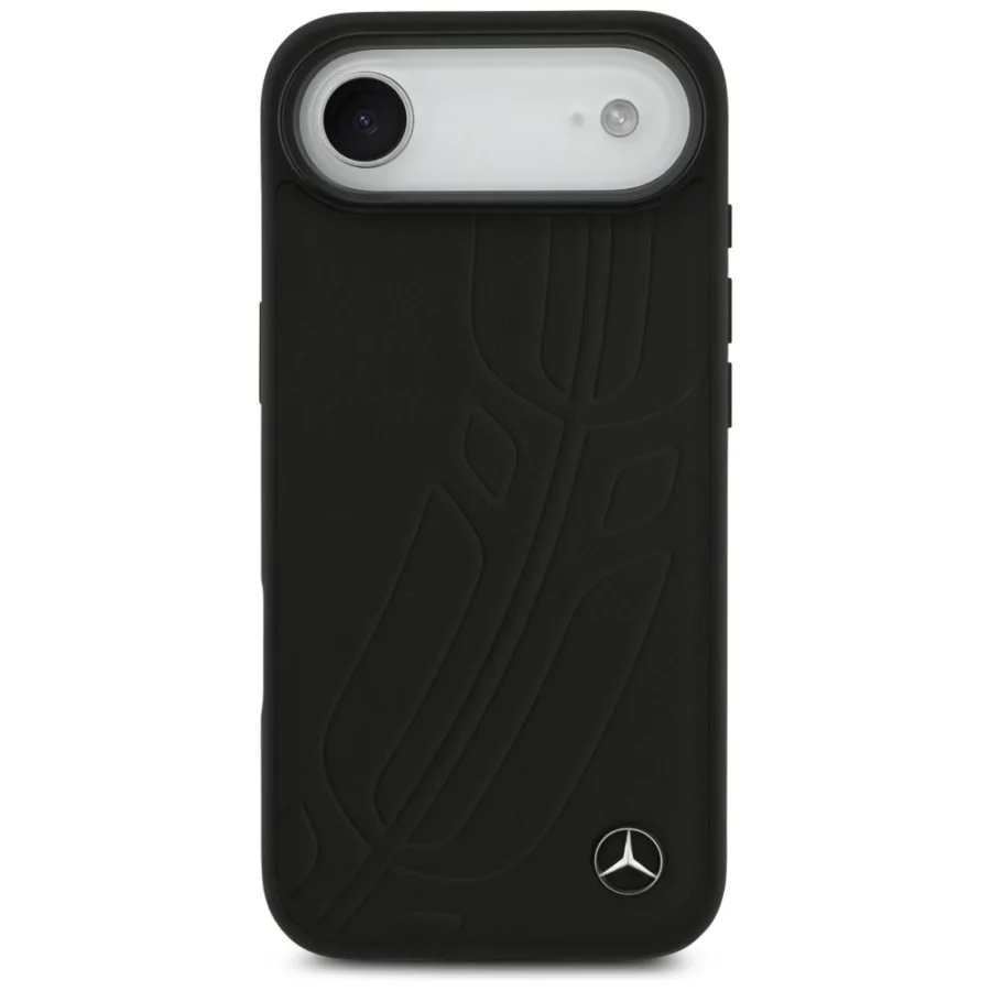 Etui Mercedes Leather Large Laurel Leave MagSafe na iPhone Air - czarne
