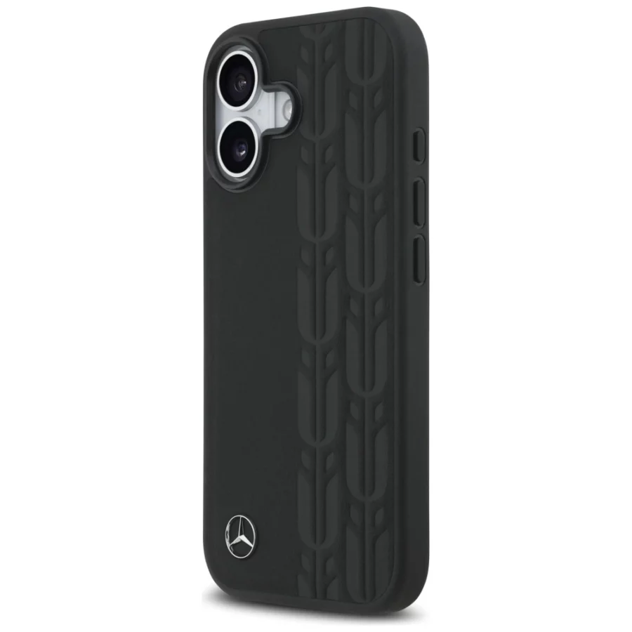 Etui Mercedes Leather Laurel Leaves MagSafe na iPhone 17 - czarne