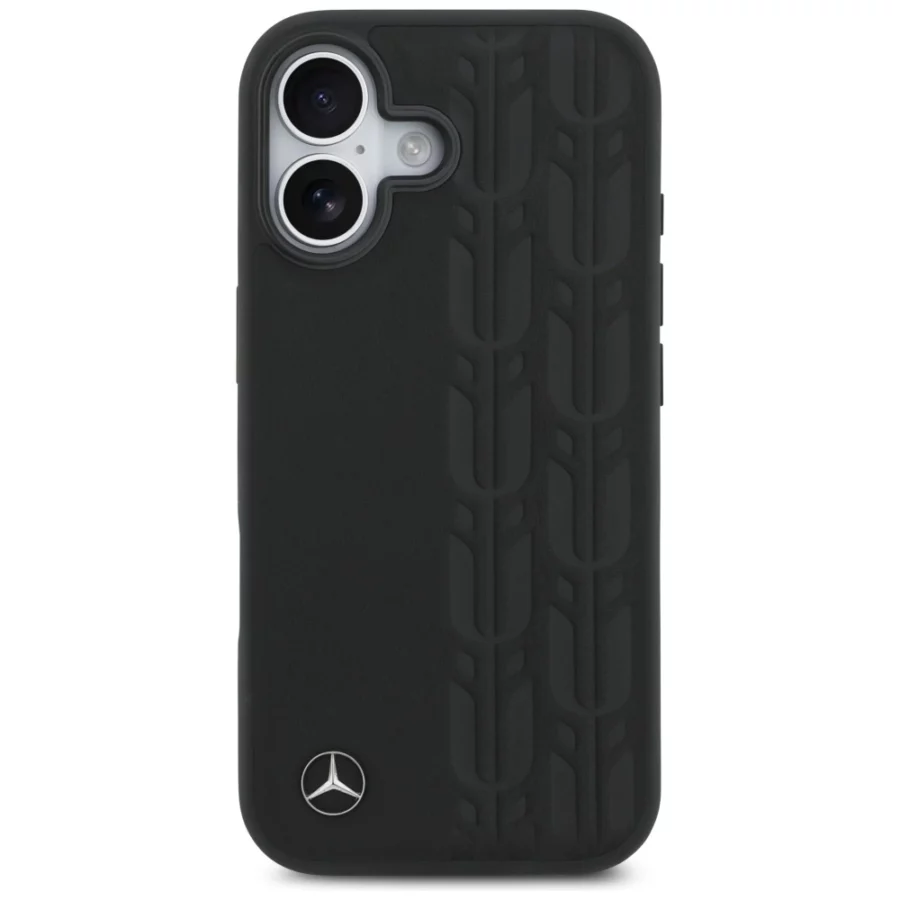 Etui Mercedes Leather Laurel Leaves MagSafe na iPhone 17 - czarne