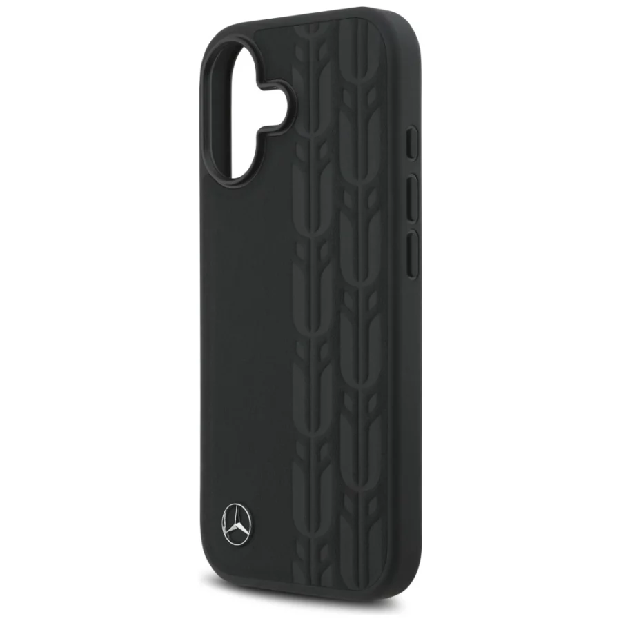 Etui Mercedes Leather Laurel Leaves MagSafe na iPhone 17 - czarne
